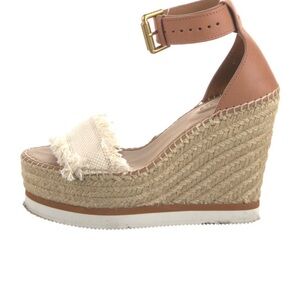 See by Chloe Tan and Cream Wedge Sandals